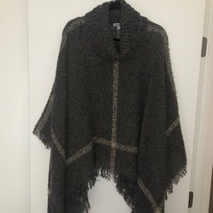 World Market Grey Poncho Sweater